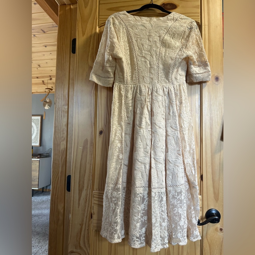 Free People Mountain Almond Laurel Midi Lace Dress